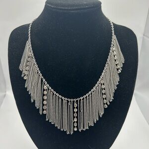 LAST CHANCE Jennifer Lopez (JLO) Simulated Crystal Fringe Necklace Silver Tone